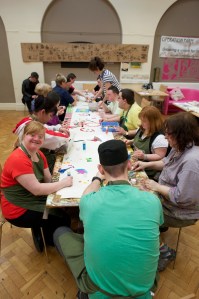 Trainees from the Park Cafe design mosiacs for the orchard